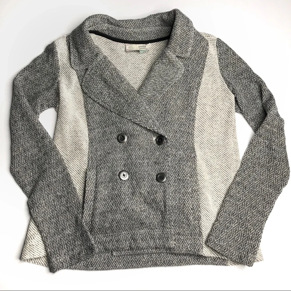 Anthropologie Saturday Sunday Milica Gray Two Tone Knit Blazer Jacket